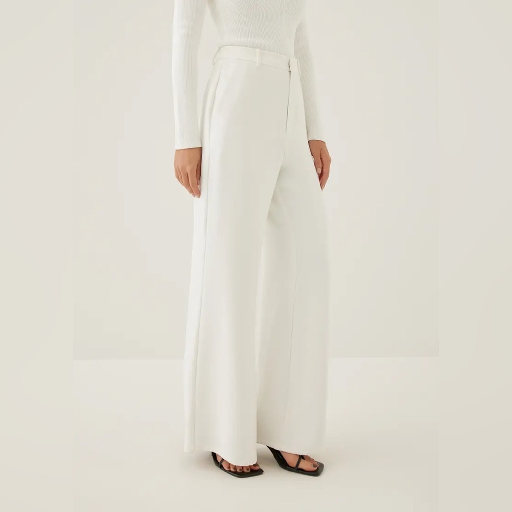 Wide-Leg High-Waist White Trousers